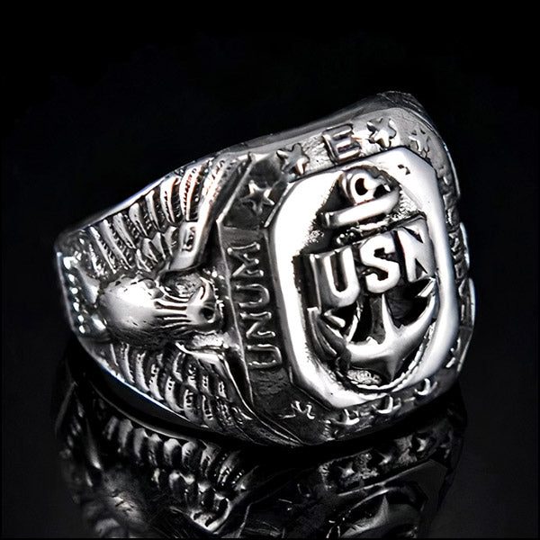 Pierścień wojskowy US Navy (srebrny)