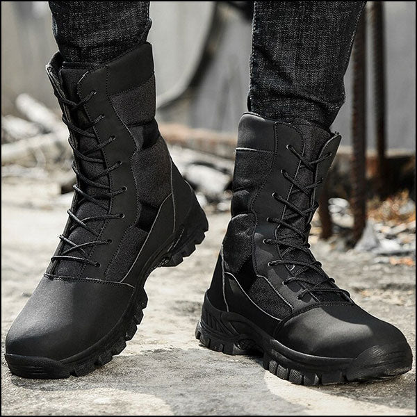 Czarne buty wojskowe dla mężczyzn