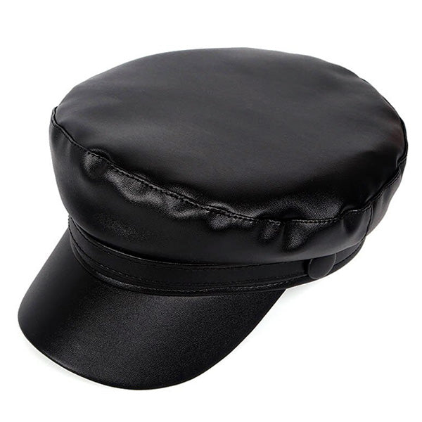 Damska czapka wojskowa ze sztucznej skóry