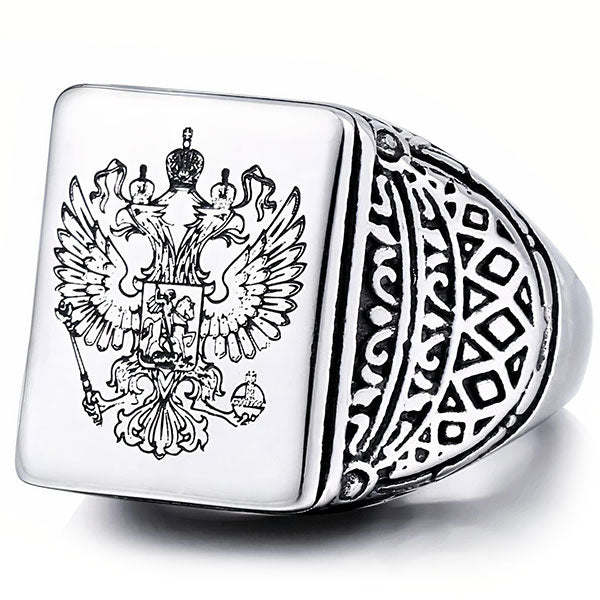 Pierścień wojskowy z herbem Rosji