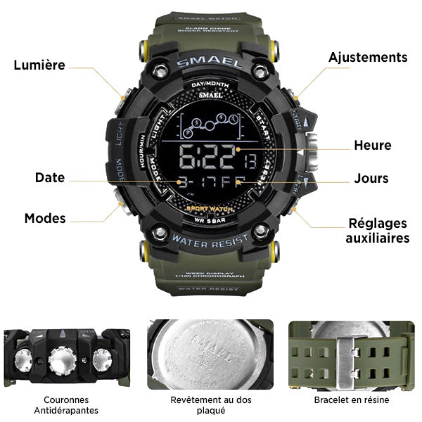 Cyfrowy zegarek wojskowy