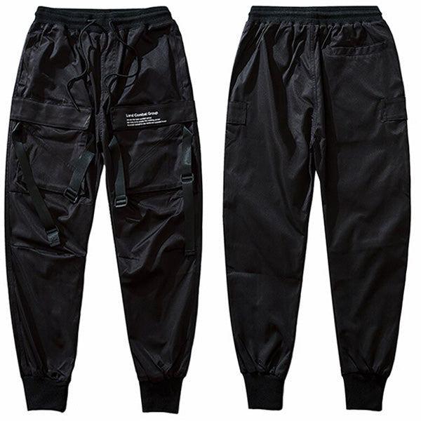 Męskie proste spodnie Cargo w kolorze czarnym
