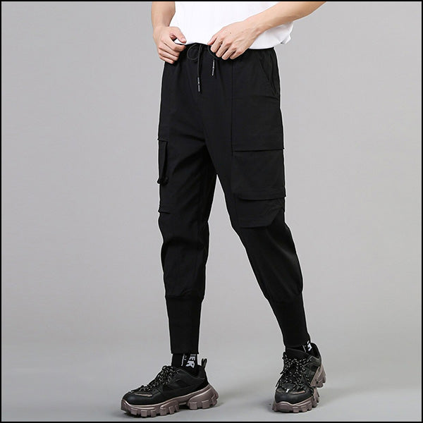 Czarne bawełniane spodnie cargo