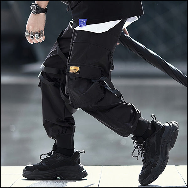 Czarne spodnie cargo Harajuku