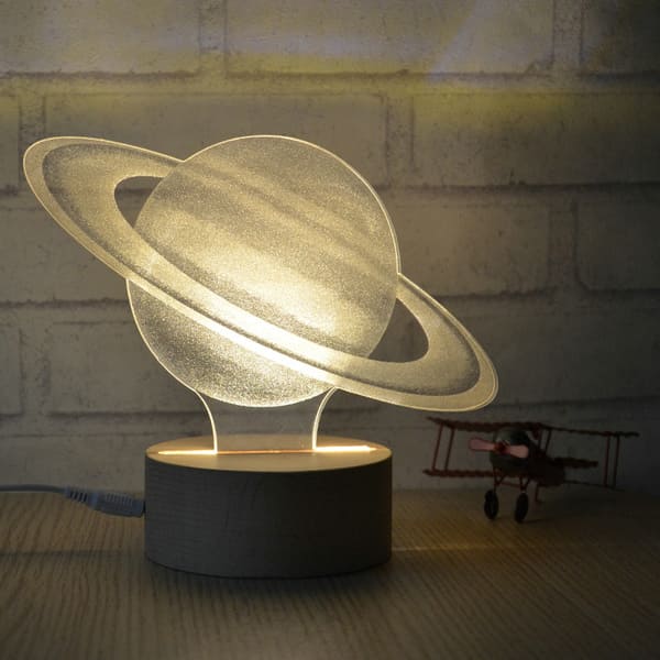 Lampe Planet Saturn aus Holz