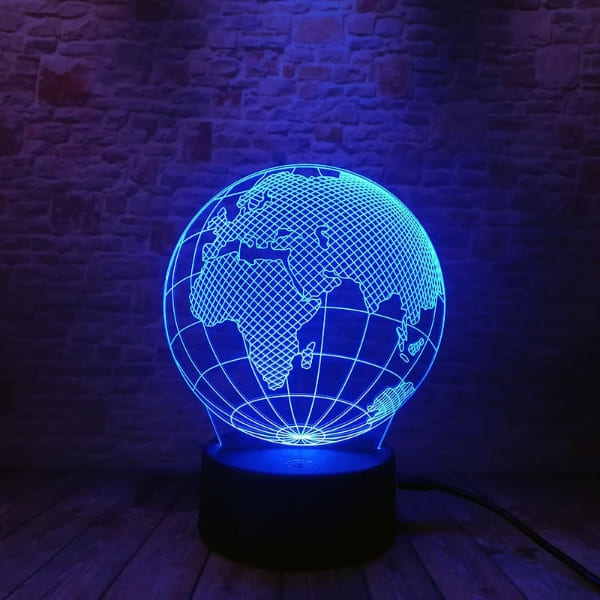 Lampada 3d del pianeta terra