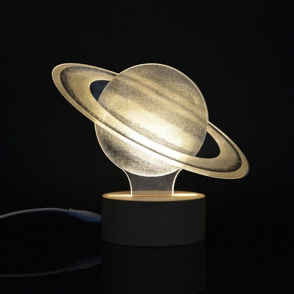 Lampe Planet Saturn aus Holz