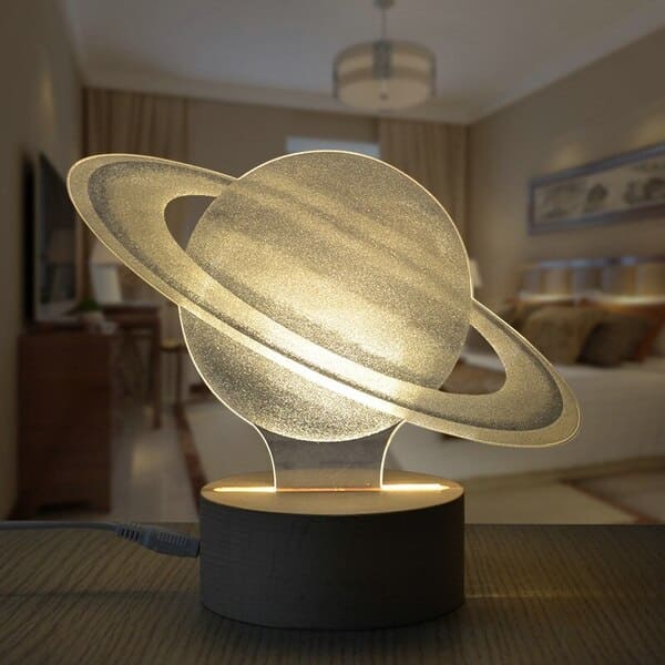 Lampe Planet Saturn aus Holz