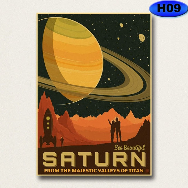 Poster nasa retro saturne