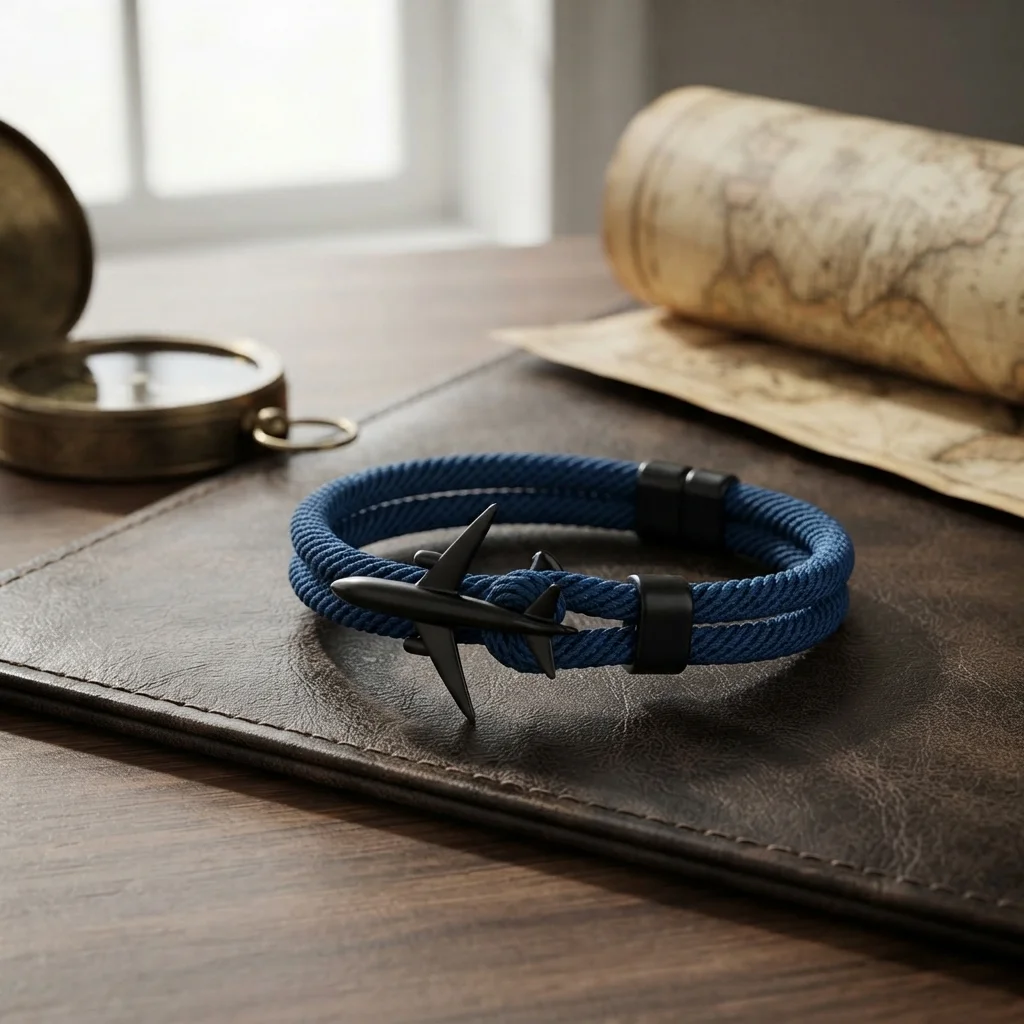 Blåt og sort fly armbånd