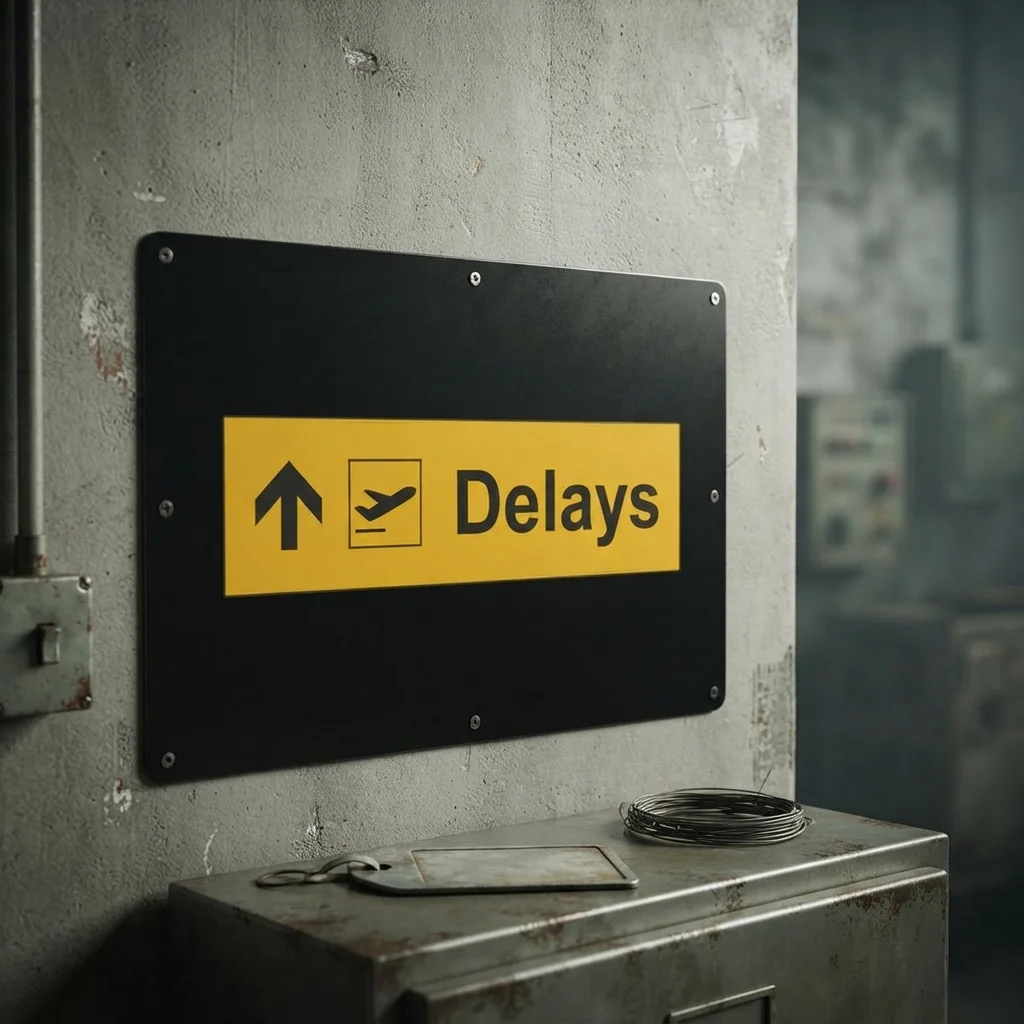 Metalplakat Airport Delays