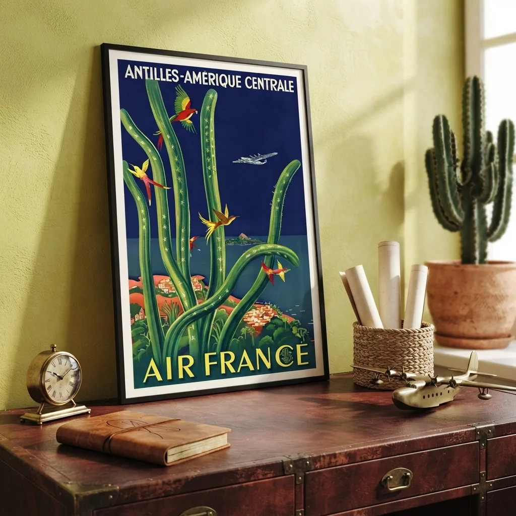 Vintage Air France Antillerne-Mellemamerika poster Vintage Air France Antillerne-Mellemamerika poster