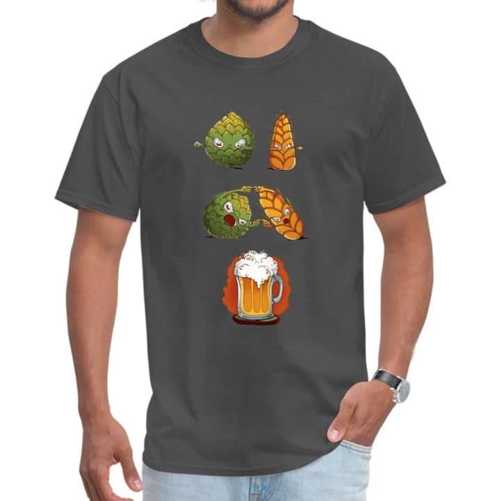 Hop en tarwe in bierfusie T-shirt