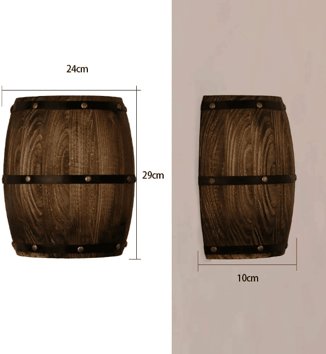 Candeeiro de parede em madeira de meio barril