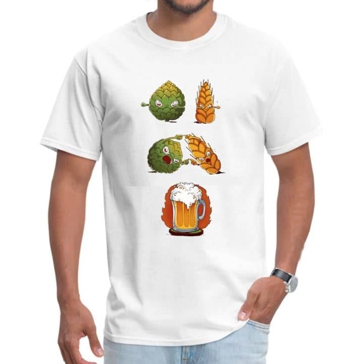 Hop en tarwe in bierfusie T-shirt