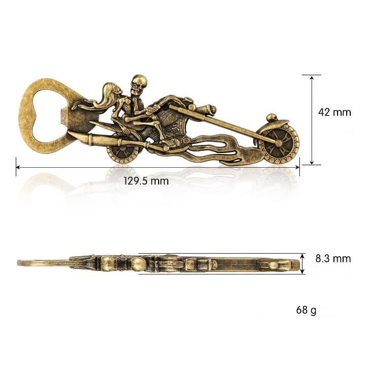 Отварачка за бутилки със скелет на моторист