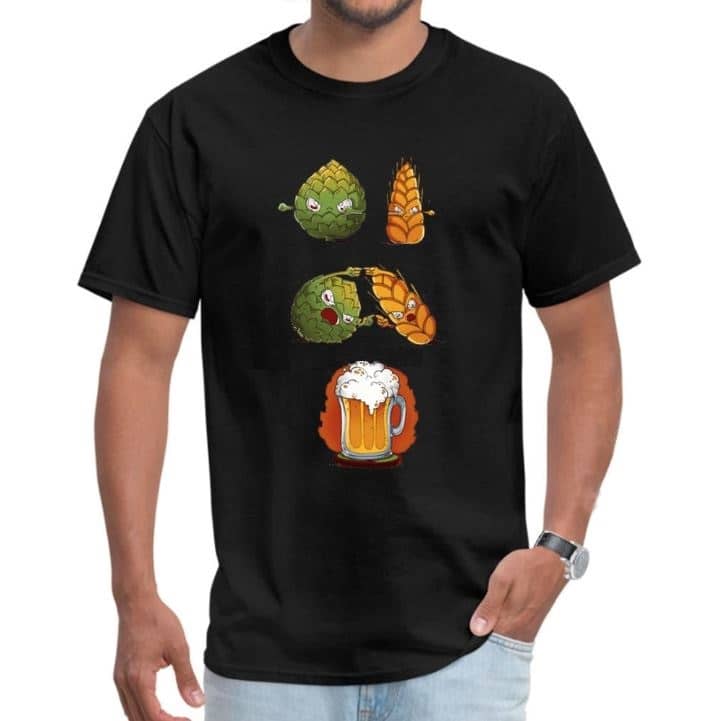 Lúpulo e trigo na t-shirt de fusão da cerveja