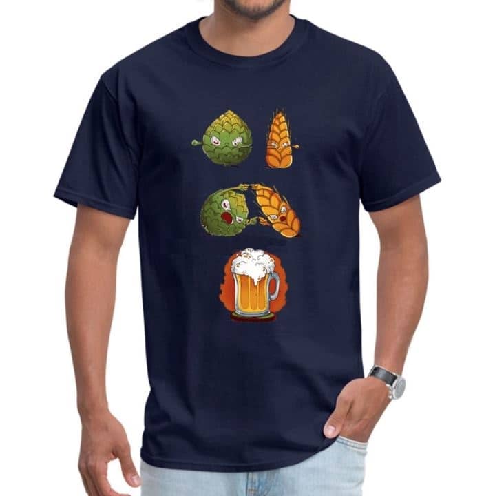 Hop en tarwe in bierfusie T-shirt