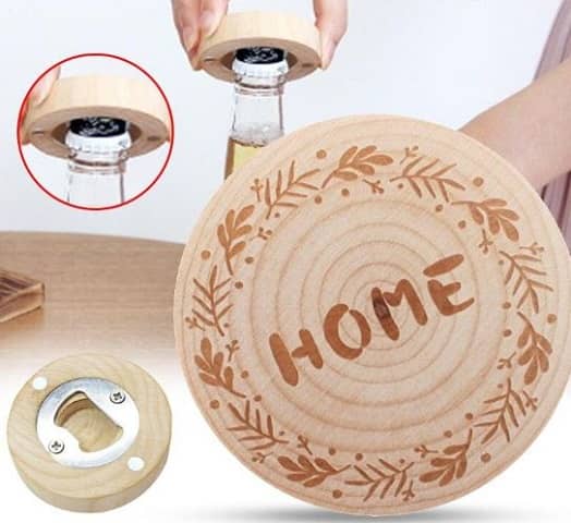 Magnetische houten flesopener