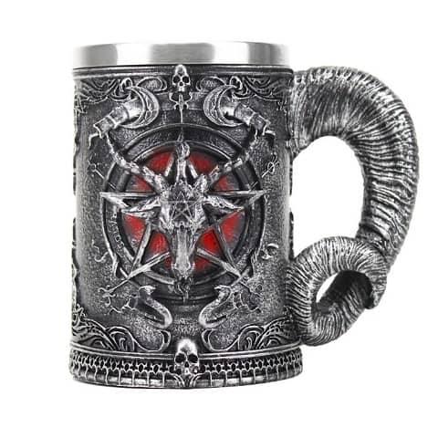 Caneca de cerveja baphomet e copo de cerveja baphomet