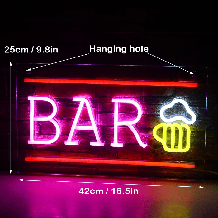 Bar neon și cană de bere