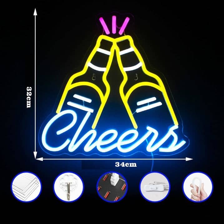 Neon cheers sticle de bere