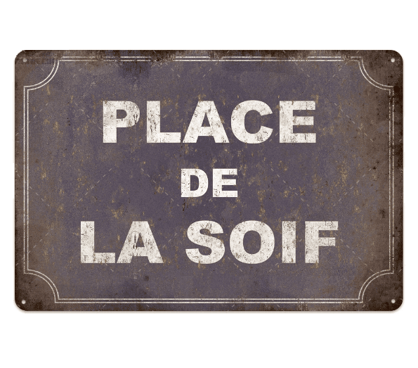 Metalen plaquette place de la soif