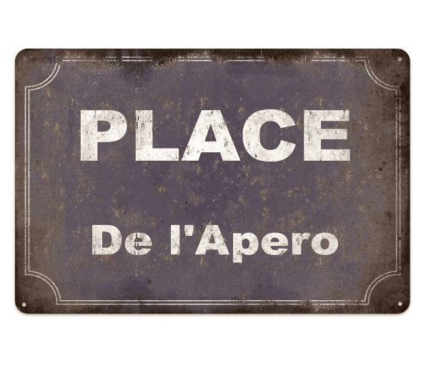 Placa metálica da Place de l’apéro