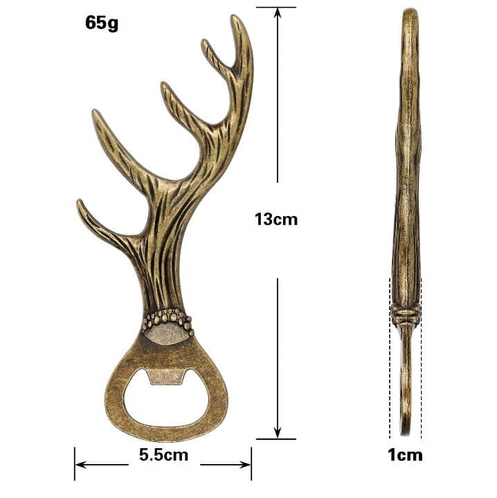 Bronzen flesopener van hertengewei