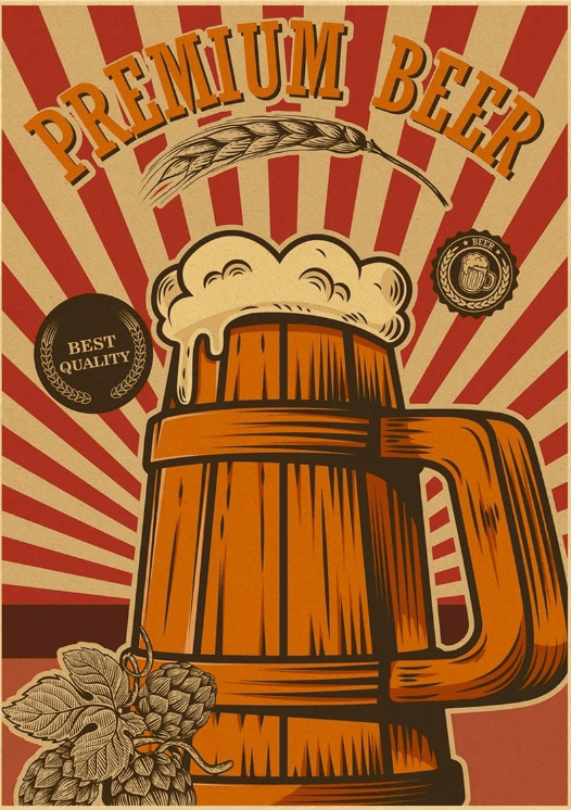 Poster de caneca de madeira para cerveja de qualidade superior