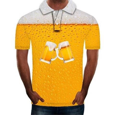 Tricou polo cu spumă de bere și bule pentru bărbați