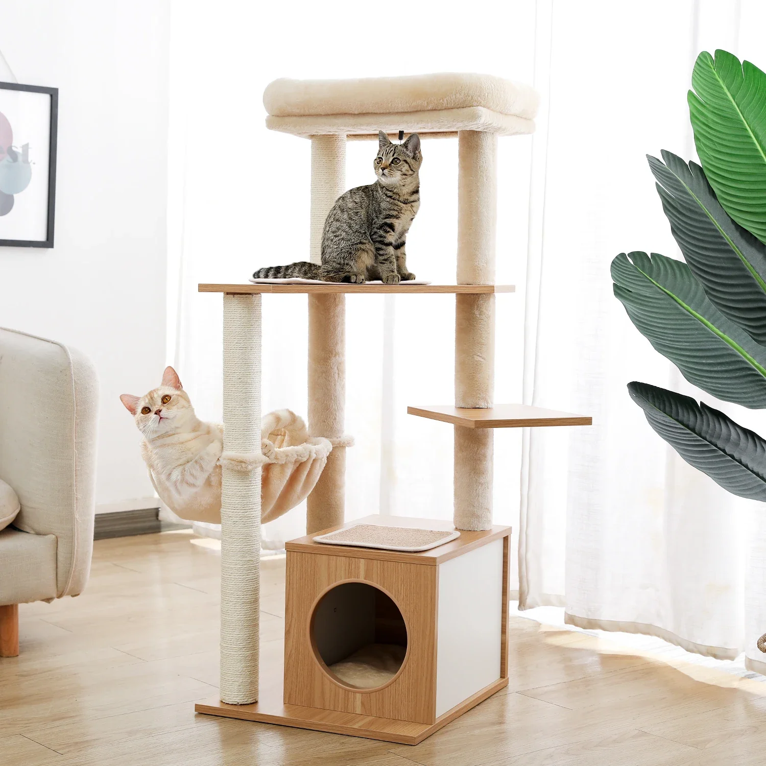Árbol para gatos de diseño con bandeja sanitaria - modelo: «félinluxe»