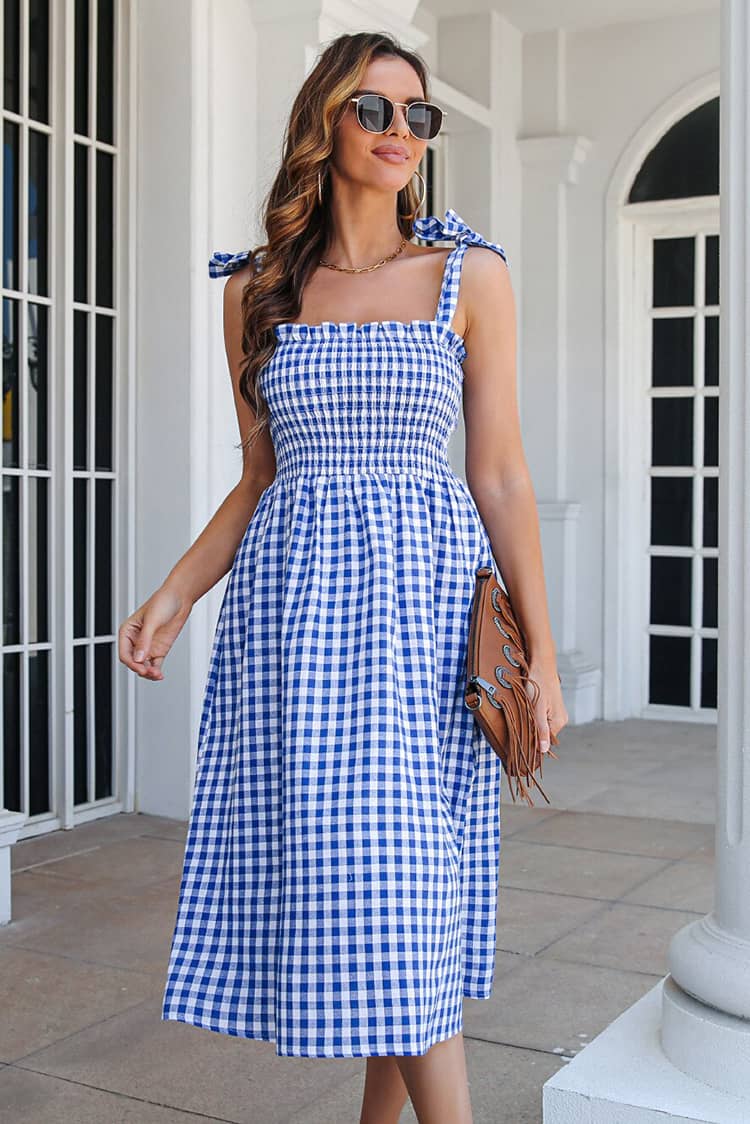 Sukienka hippie gingham guinguette