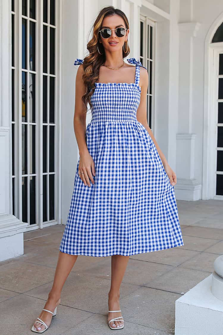 Sukienka hippie gingham guinguette