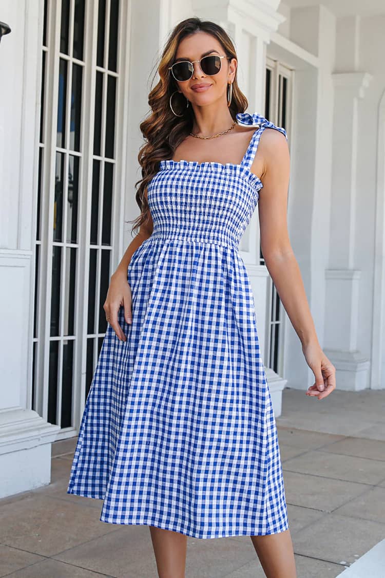 Sukienka hippie gingham guinguette