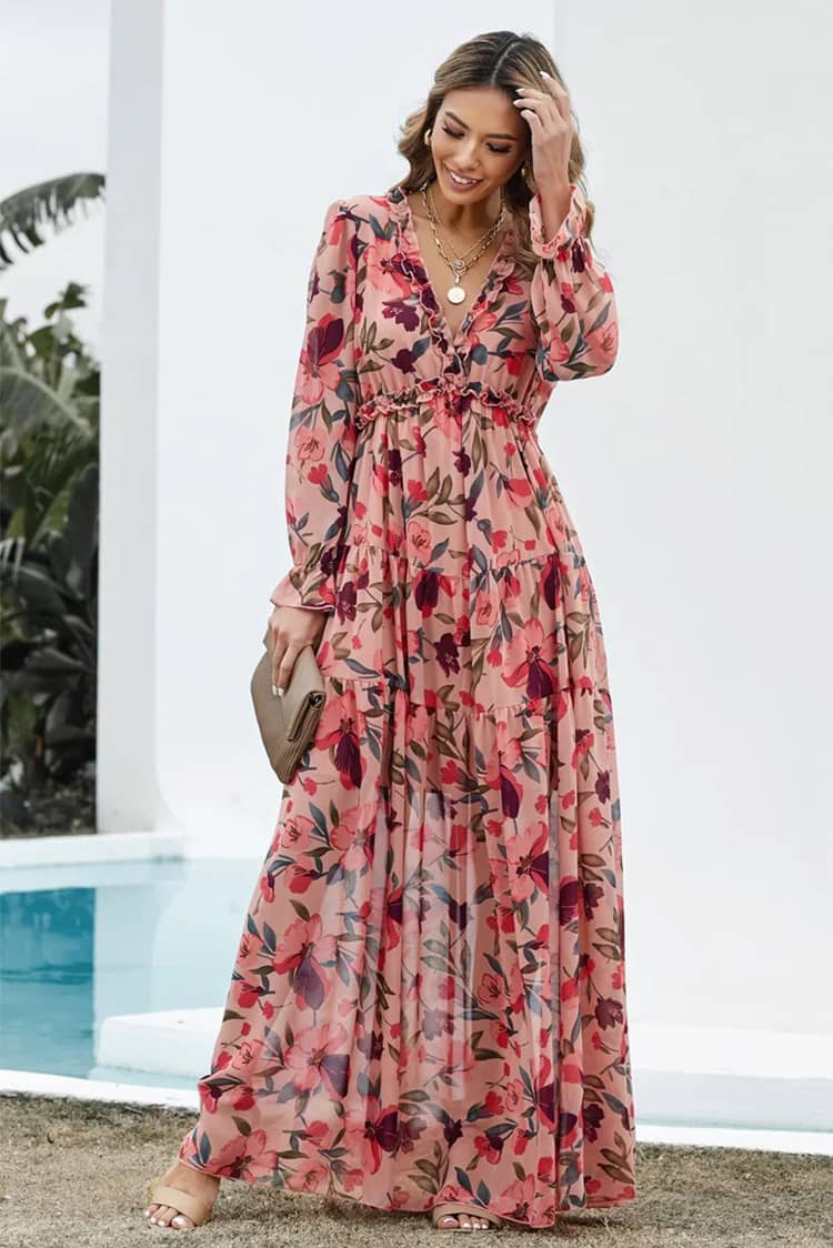 Wiejska Sukienka hippie maxi w kwiaty