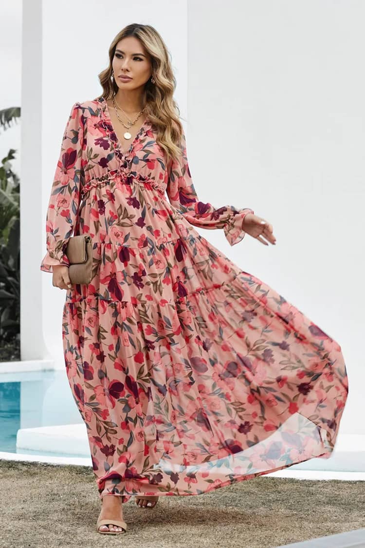 Wiejska Sukienka hippie maxi w kwiaty