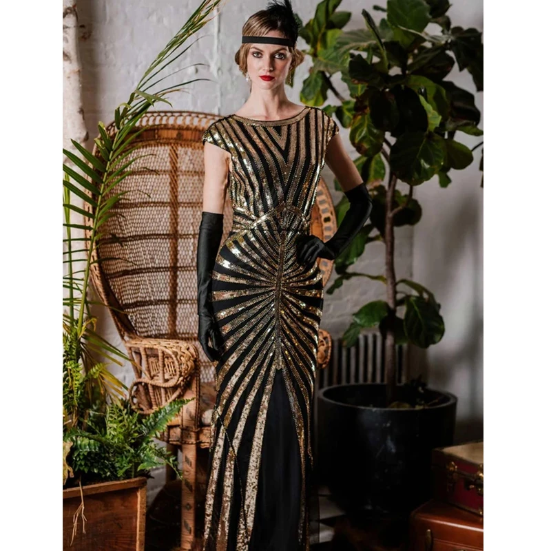 Ano 20 Vestido Gatsby Maxi