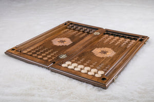 Originalt skak- og backgammonbræt i træ