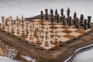 Europæisk skakbræt og dets skakspil