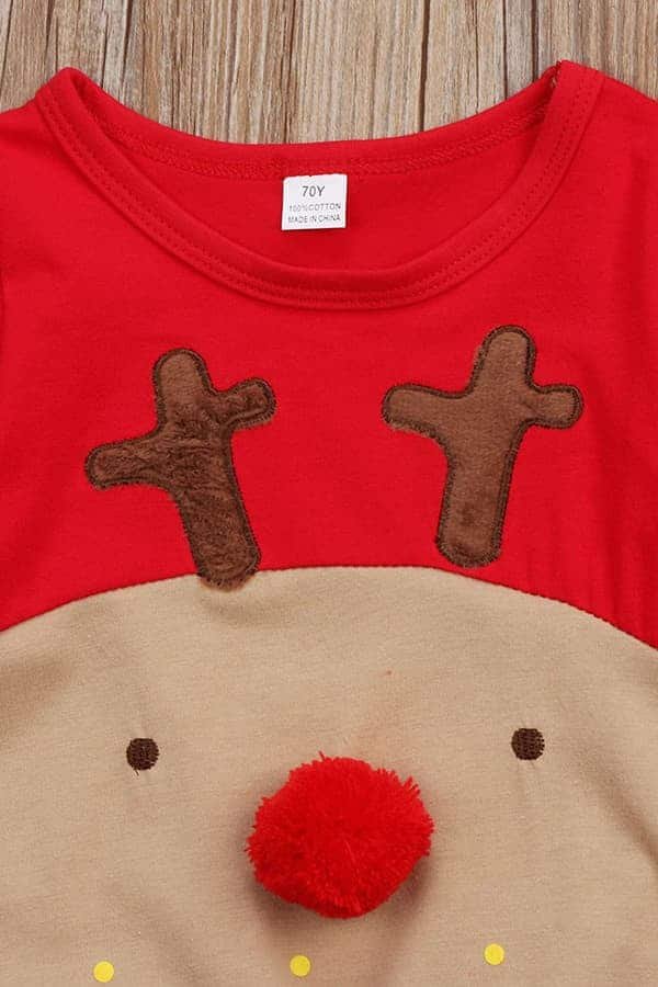 Red & Brown Christmas Baby Sleepsuit