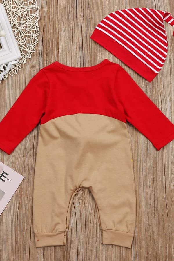 Red & Brown Christmas Baby Sleepsuit