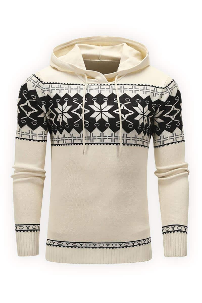 Vit & snöflinga Hoodie