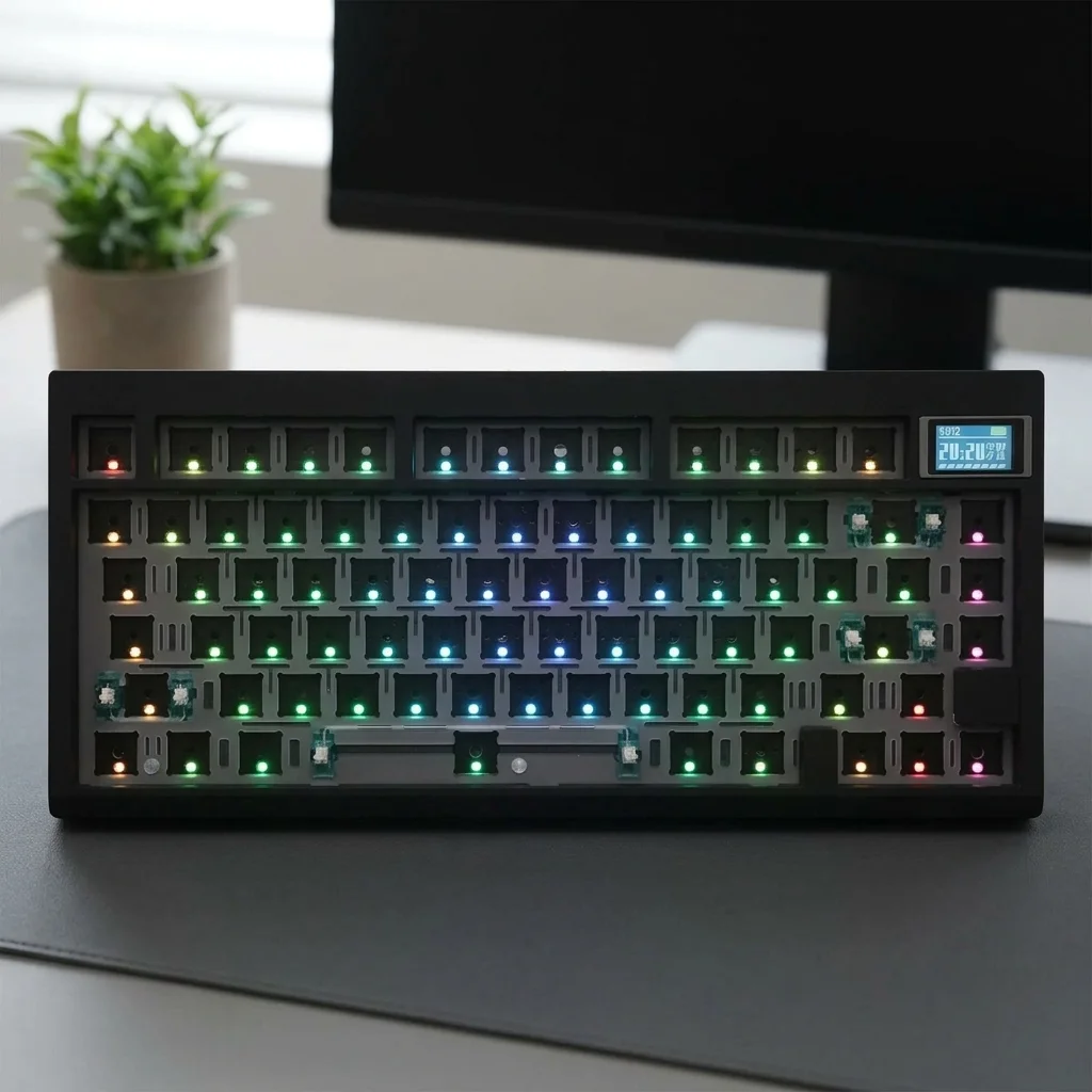 GMK81 75% custom klaviatūras komplekts ar ekrānu, melns