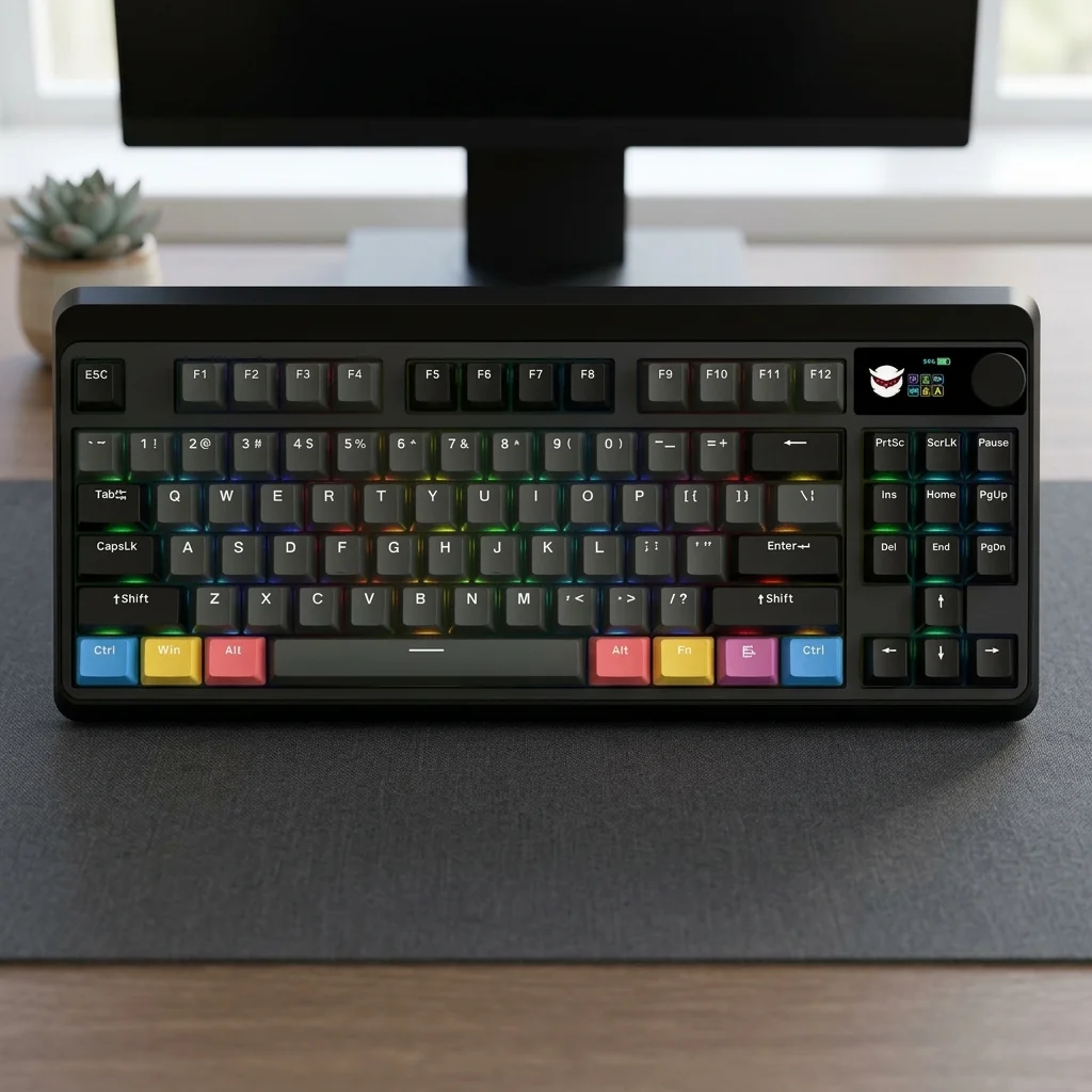 Custom M87 Pro Shadow klaviatūra ar OLED ekrānu