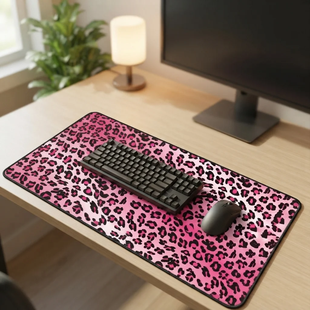Pink Leopard Style peles paklājiņš