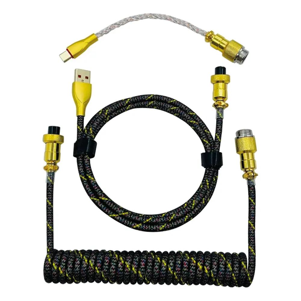 Custom RGB USB Type-C klaviatūras kabelis, melns