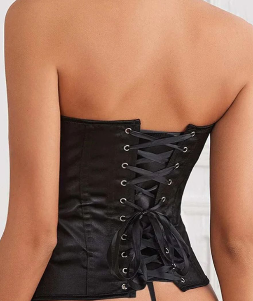 Musta Satiini Bustier Korsetti