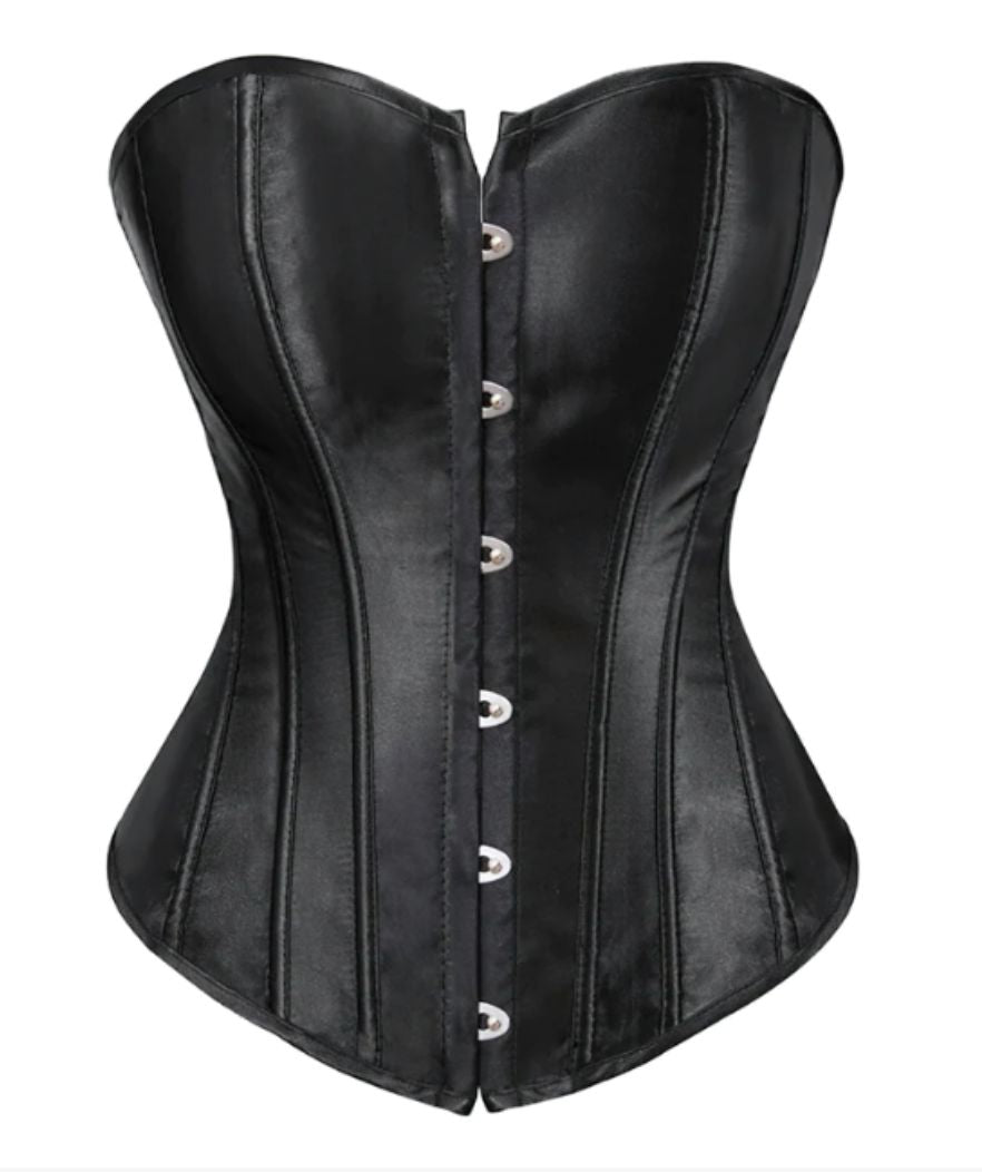 Bustier-korsett i svart satin