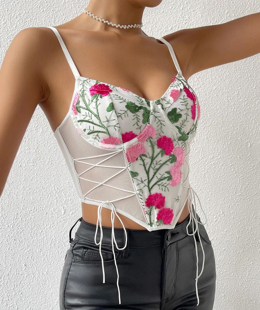 Blommig bustier-korsett-topp